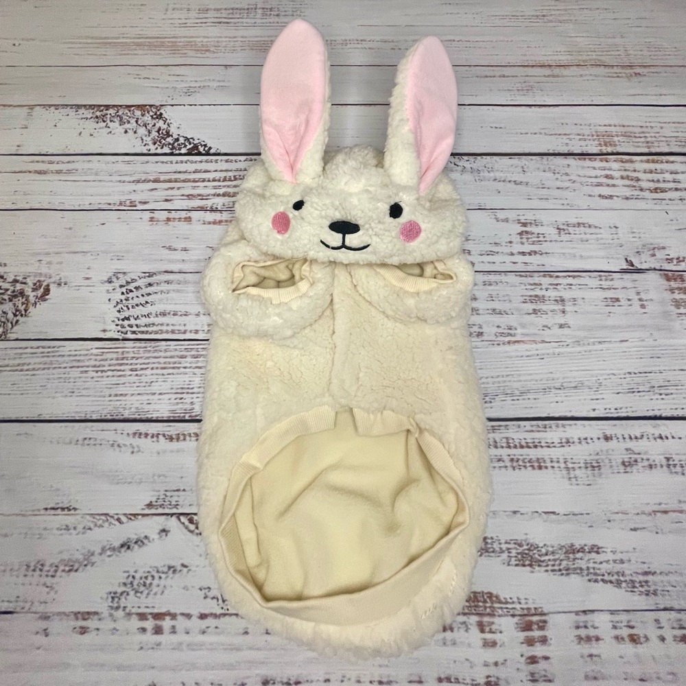 Adorable Bunny Hooded Dog Costume- Cream and Pink